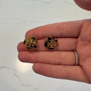 Tory Burch Tortoise Logo Stud Earrings